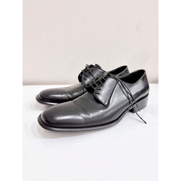 Gucci Leather Lace-Up Block Heel Derby Formal Dress Shoes Black Men's Size 11D - Picture 1 of 6